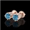 Image 1 : 3 ctw Fancy Intense Blue Diamond Art Deco Earrings 18K Rose Gold