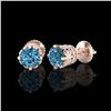 Image 2 : 3 ctw Fancy Intense Blue Diamond Art Deco Earrings 18K Rose Gold