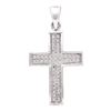 Image 1 : 10kt White Gold Round Diamond Cross Religious Pendant 1/6 Cttw