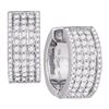 Image 1 : 10kt White Gold Round Diamond Huggie Earrings 1-3/4 Cttw