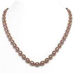 21.69 ctw Oval Cut Diamond Micro Pave Necklace 18K Rose Gold