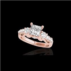 1.75 ctw VS/SI Certified Princess Diamond 3 Stone Ring 10K Rose Gold