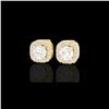 Image 1 : .75 ctw Micro Pave VS/SI Diamond Earrings Designer Halo 18K Yellow Gold