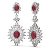 Image 2 : 21.25 ctw Ruby & Diamond Earrings 18K White Gold
