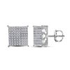 Image 1 : 10kt White Gold Round Diamond Cindys Dream Square Cluster Stud Earrings 1.00 Cttw
