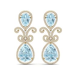 30.49 ctw Sky Topaz & VS Diamond Earrings 18K Yellow Gold