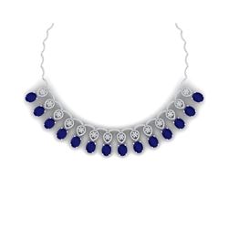 54.05 ctw Sapphire & VS Diamond Necklace 18K White Gold