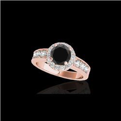2.1 ctw Certified VS Black Diamond Solitaire Halo Ring 10K Rose Gold