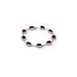 16.33 ctw Garnet & Diamond Bracelet 10K White Gold