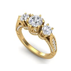 2.18 ctw VS/SI Diamond Art Deco 3 Stone Ring 18K Yellow Gold