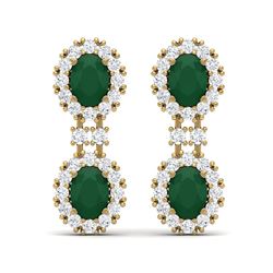 8.98 ctw Emerald & VS Diamond Earrings 18K Yellow Gold