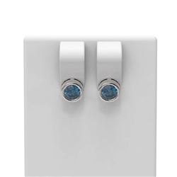 2 ctw Intense Blue Diamond Earrings 18K White Gold