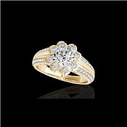 1.5 ctw Certified Diamond Solitaire Halo Ring 10K Yellow Gold
