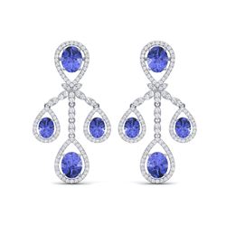 24.89 ctw Tanzanite & VS Diamond Earrings 18K White Gold