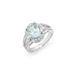 2.50 ctw Aquamarine & Diamond Ring 14K White Gold