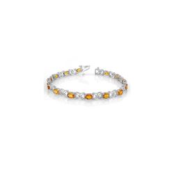 10.15 ctw Yellow Sapphire & Diamond Bracelet 18K White Gold