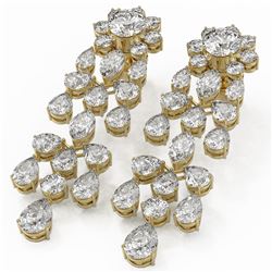 15.68 ctw Mixed Cut Diamond Designer Earrings 18K Yellow Gold