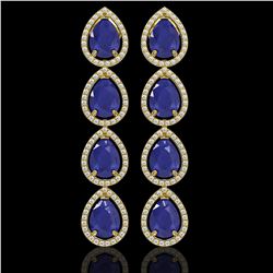 16.01 ctw Sapphire & Diamond Micro Pave Halo Earrings 10K Yellow Gold