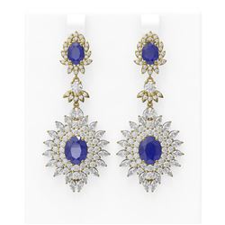 21.25 ctw Sapphire & Diamond Earrings 18K Yellow Gold