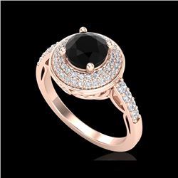1.7 ctw Fancy Black Diamond Engagement Art Deco Ring 18K Rose Gold
