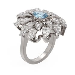 2.82 ctw Aquamarine & Diamond Ring 18K White Gold