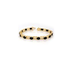 16.05 ctw Blue Sapphire & Diamond Bracelet 10K Yellow Gold