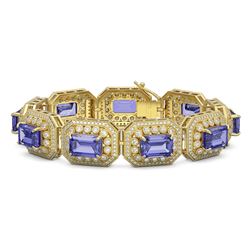 50.67 ctw Tanzanite & Diamond Victorian Bracelet 14K Yellow Gold