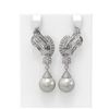 Image 1 : 3.73 ctw Diamond and Pearl Earrings 18K White Gold