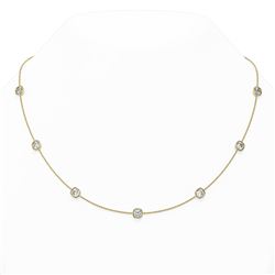8.25 ctw Cushion cut Diamond Station Necklace 18K Yellow Gold