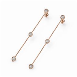 2 ctw Pear Cut Diamond Station Earrings 18K Rose Gold