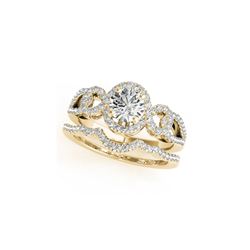 1.32 ctw Certified VS/SI Diamond 2pc Wedding Set Halo 14K Yellow Gold