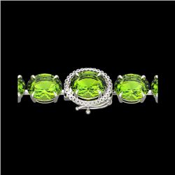 67 ctw Peridot & Micro Pave Diamond Bracelet 14K White Gold