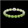 Image 2 : 67 ctw Peridot & Micro Pave Diamond Bracelet 14K White Gold