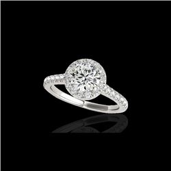 1.4 ctw Certified Diamond Solitaire Halo Ring 10K White Gold