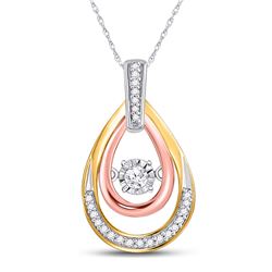 10kt Tri-Tone Gold Round Diamond Oval Moving Twinkle Pendant 1/6 Cttw
