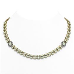 35.28 ctw Opal & Diamond Necklace 14K Yellow Gold