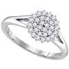 Image 1 : 10kt White Gold Round Diamond Concentric Circle Cluster Ring 1/3 Cttw
