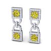 Image 2 : 4 ctw SI/I Fancy Yellow Diamond Earrings 18K White Gold