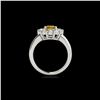 Image 2 : 2.85 ctw Certified SI/I Fancy Intense Yellow Diamond Ring 10K White Gold