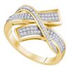 Image 1 : 10kt Yellow Gold Round Pave-set Diamond Crossover Bypass Band 1/4 Cttw