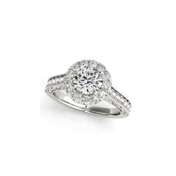 1.4 ctw Certified VS/SI Diamond Halo Ring 18K White Gold