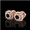 1.11 ctw Fancy Black Diamond Art Deco Stud Earrings 18K Rose Gold