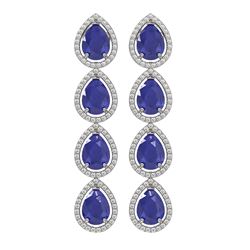 16.01 ctw Sapphire & Diamond Micro Pave Halo Earrings 10K White Gold