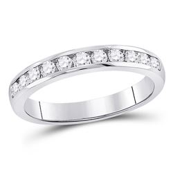 14kt White Gold Round Diamond Single Row Channel-set Wedding Band 1/2 Cttw