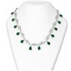 44.99 ctw Emerald & Diamond Necklace 18K White Gold