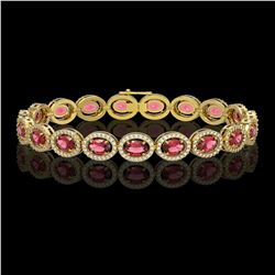 13.87 ctw Tourmaline & Diamond Micro Pave Halo Bracelet 10K Yellow Gold