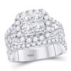 14kt White Gold Princess Diamond Cluster Bridal Wedding Engagement Ring 3.00 Cttw