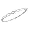 Image 1 : 10kt White Gold Round Diamond Woven Strand Bangle Bracelet 1/8 Cttw