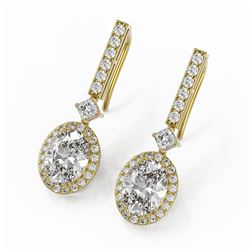 4.25 ctw Oval Cut Diamond Designer Earrings 18K Yellow Gold