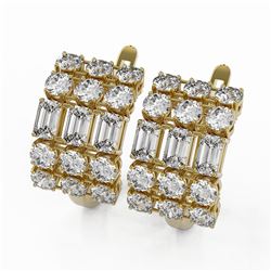 6.3 ctw Emerald Cut Diamond Designer Earrings 18K Yellow Gold